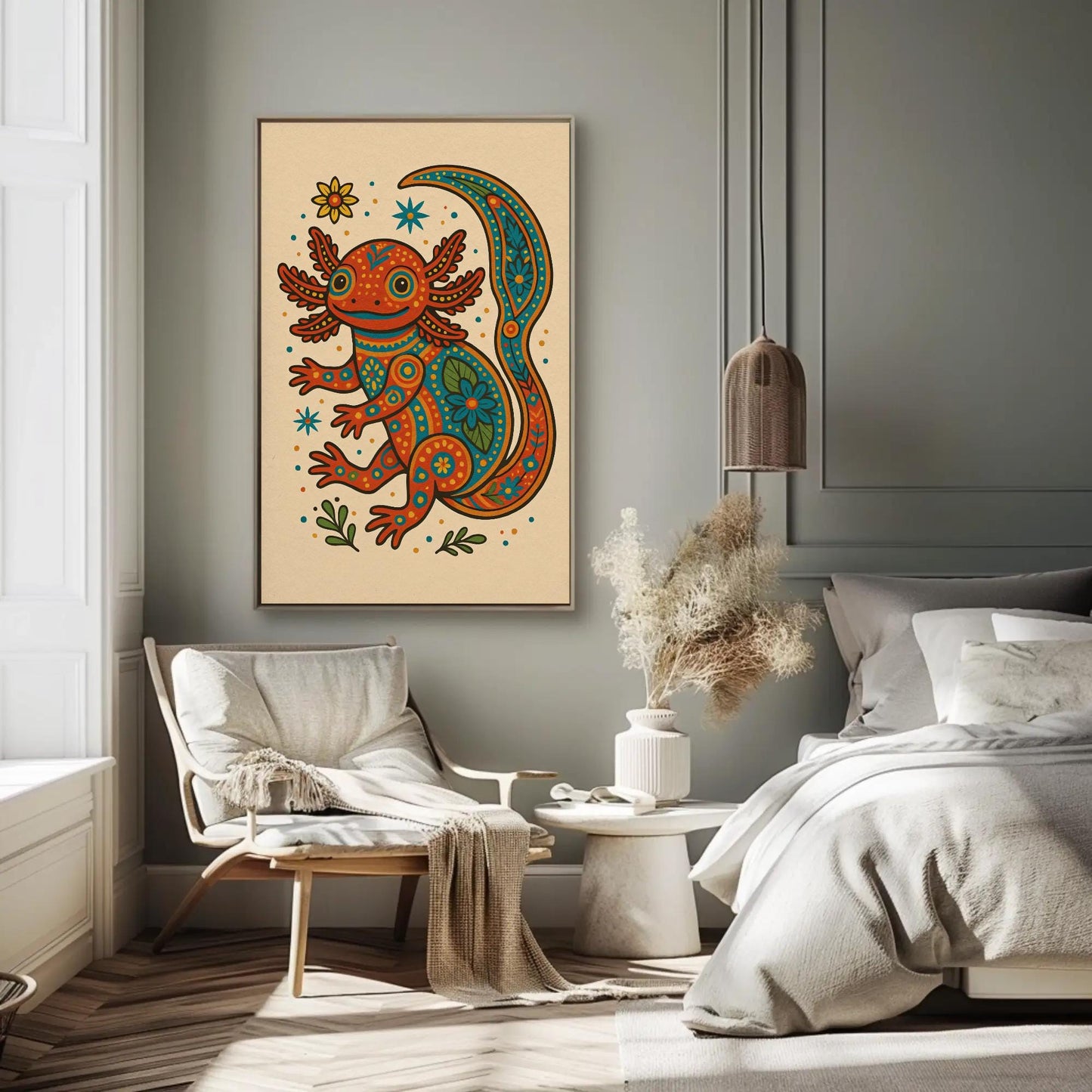 Axolotl canvas print, premium giclée wall art