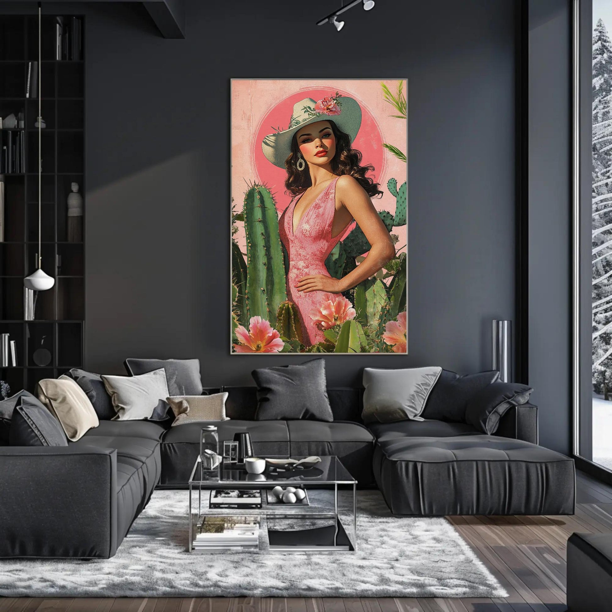 Latina Cowgirl canvas wall art shown in a living room (view 2)