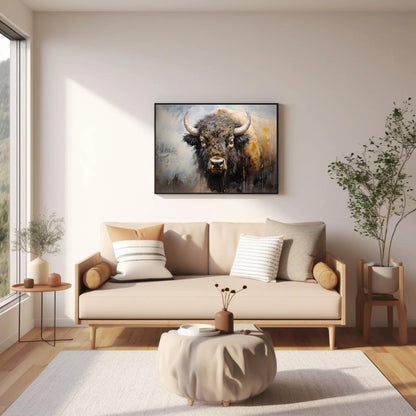 Bison , Minimalist Buffalo Farmhouse farmhouse canvas wall art, ready to hang (view 2)