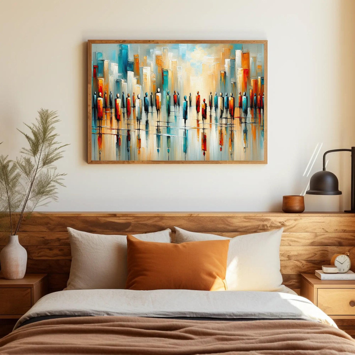 African American canvas wall art shown above a bed