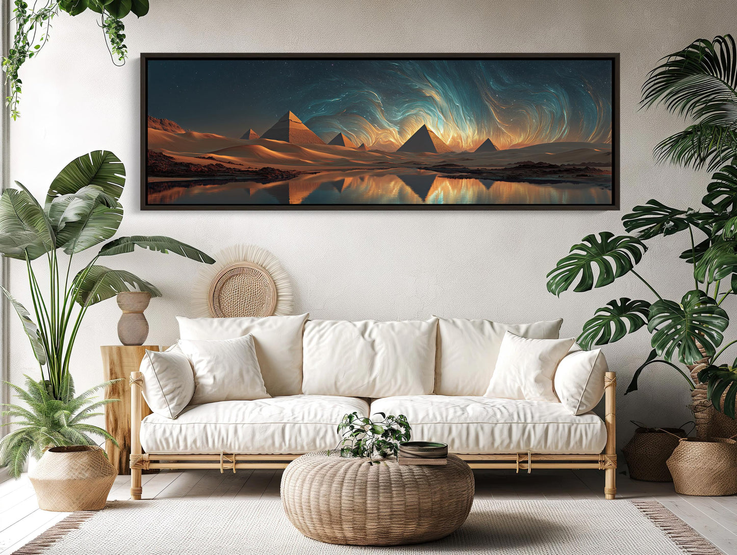 Egyptian Pyramids canvas wall art shown in a living room