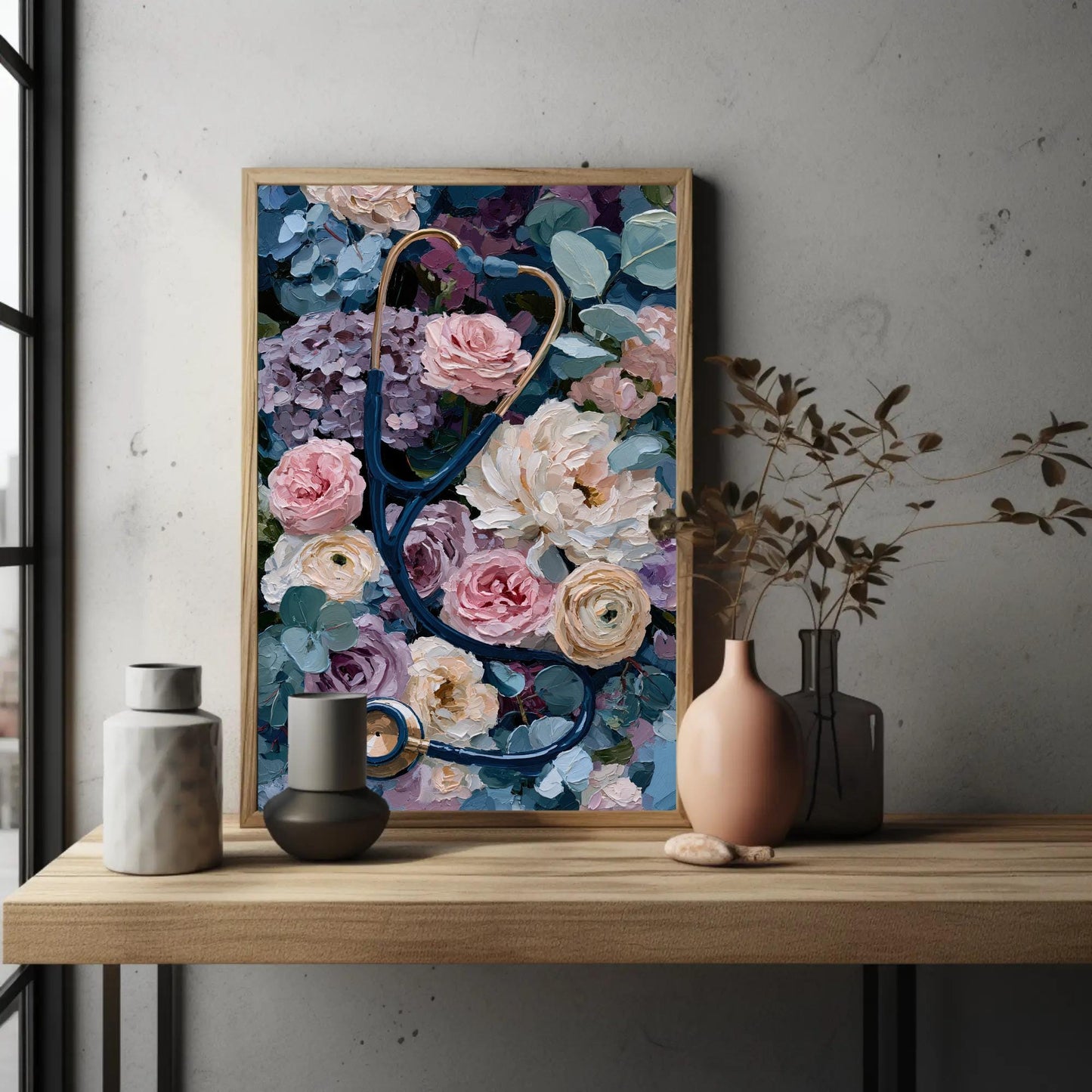 Stethoscope canvas wall art shown in a styled room (view 3)
