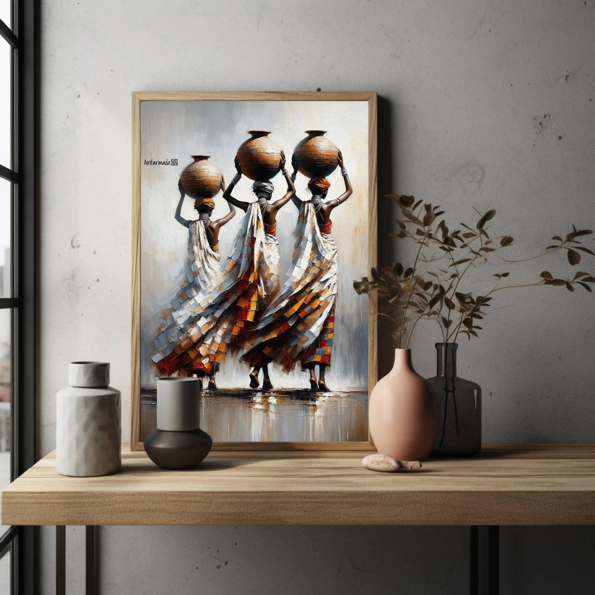 African Women canvas wall art shown in a styled room (view 4)