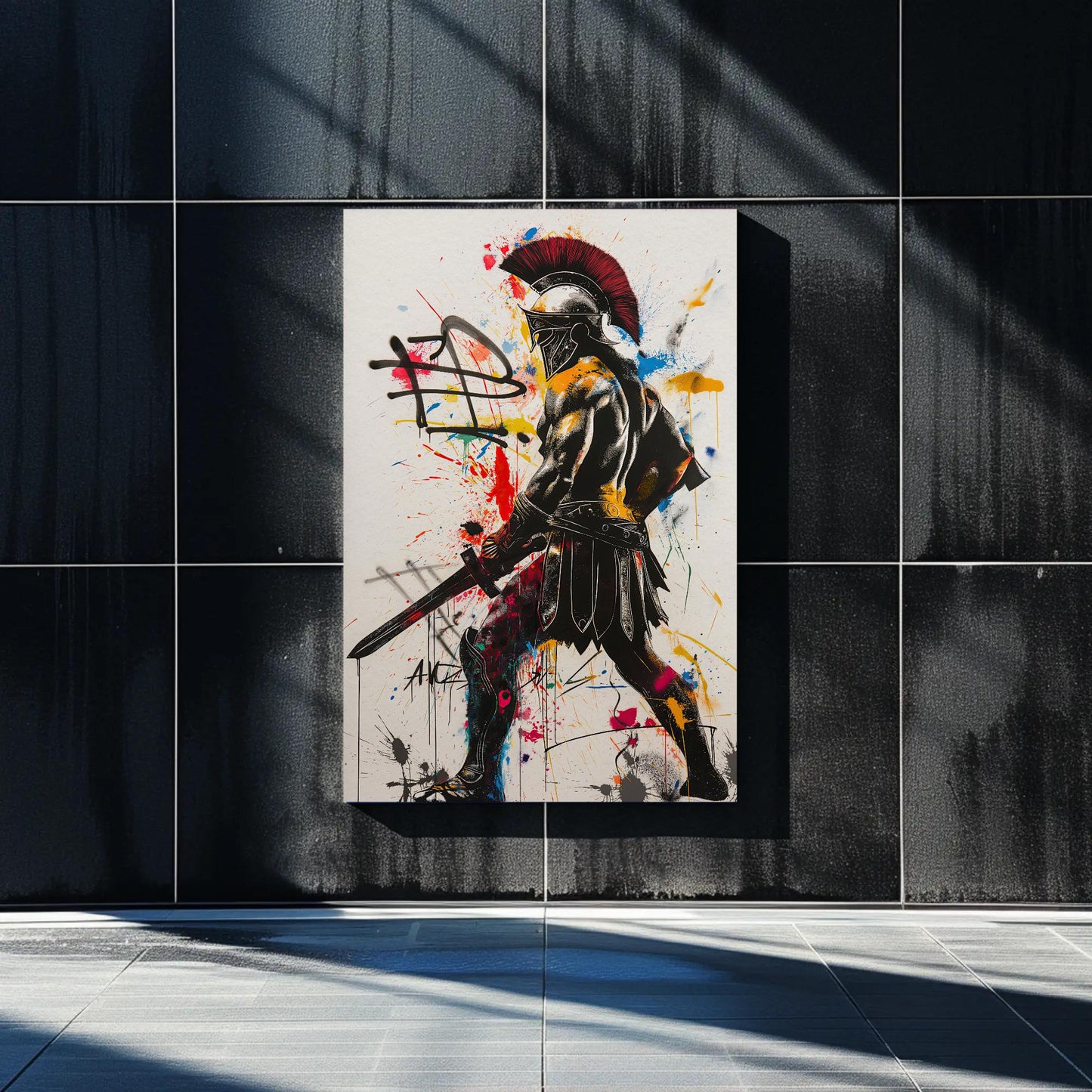 Greek Warrior canvas wall art shown in a styled room (view 2)