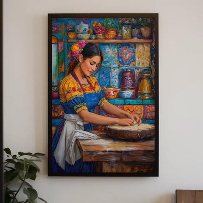 Mexican Kitchen Canvas Print, Abuela Tortilla Wall Art
