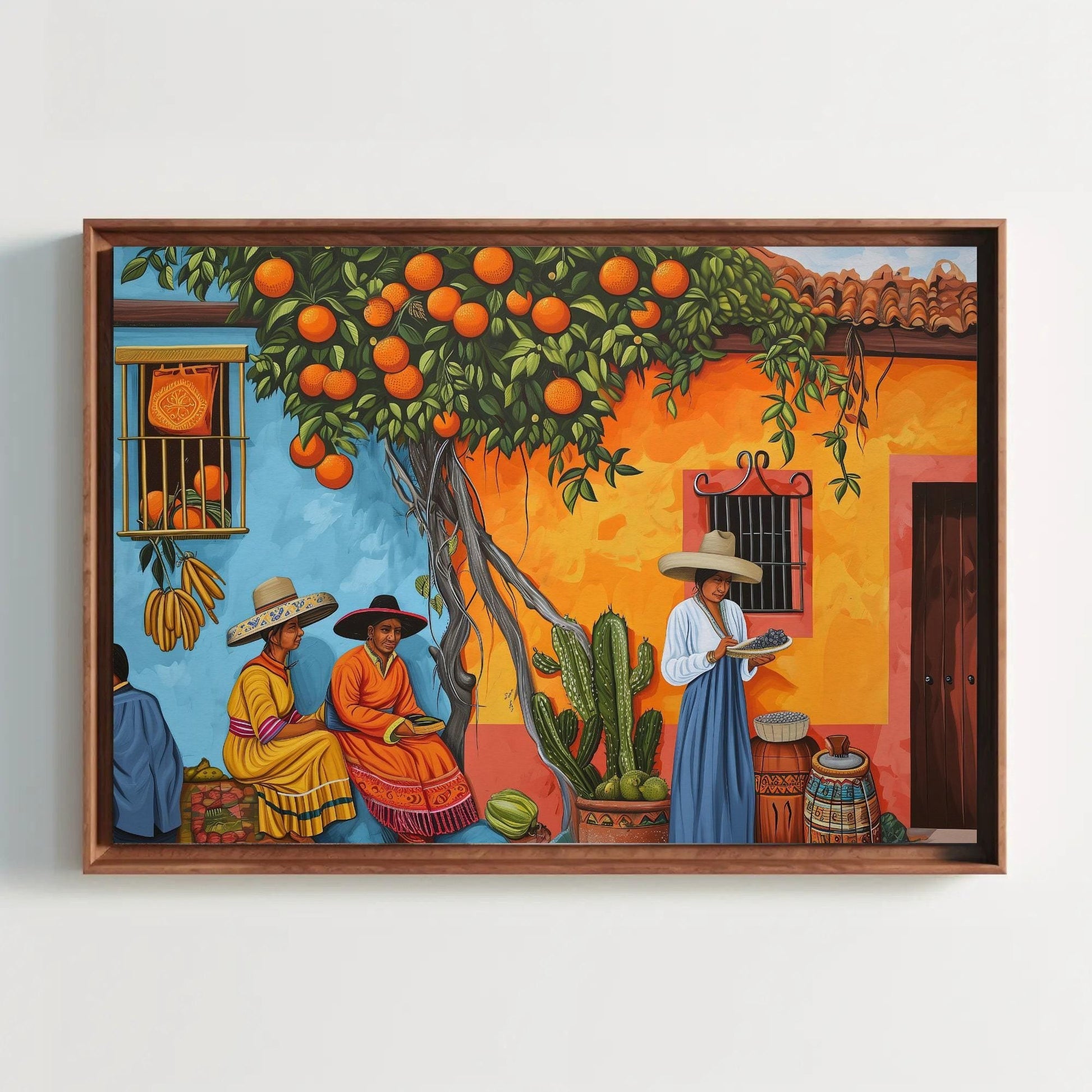Traditional Mexican Wall Art Canvas Print, Vibrant Folk Decor