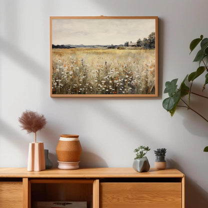 Rustic Wildflowers , Vintage Botanical canvas wall art, gallery-wrapped or framed
