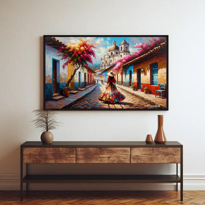 Mexican Town canvas wall art shown in a styled room (view 3)