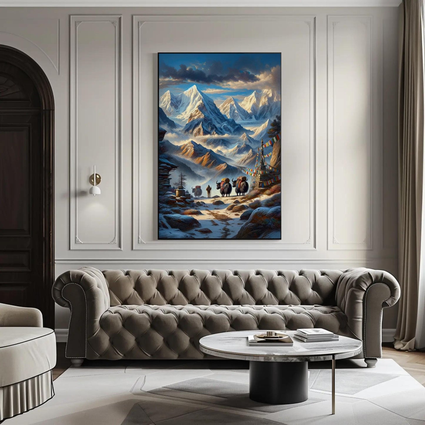Himalayan Yak , Nepal Mountain Landscape canvas wall art, ready to hang (view 2)