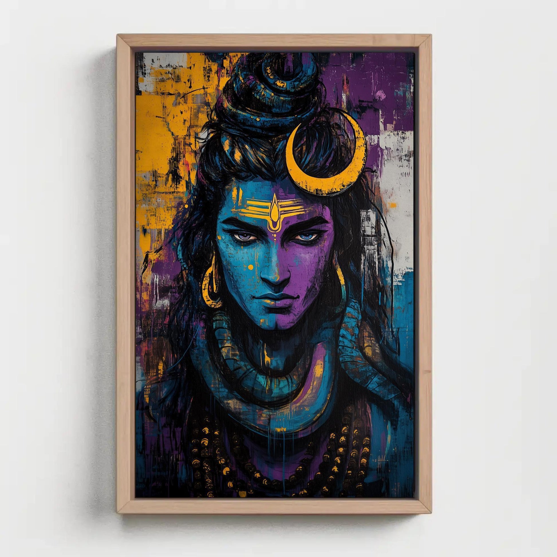 Lord Shiva canvas wall art shown in a styled room