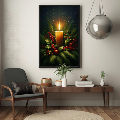Christmas Candle canvas wall art shown in a styled room (view 2)