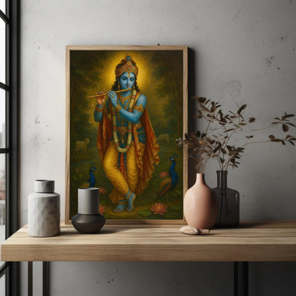 Krishna Flute canvas wall art, ready to hang (view 2)