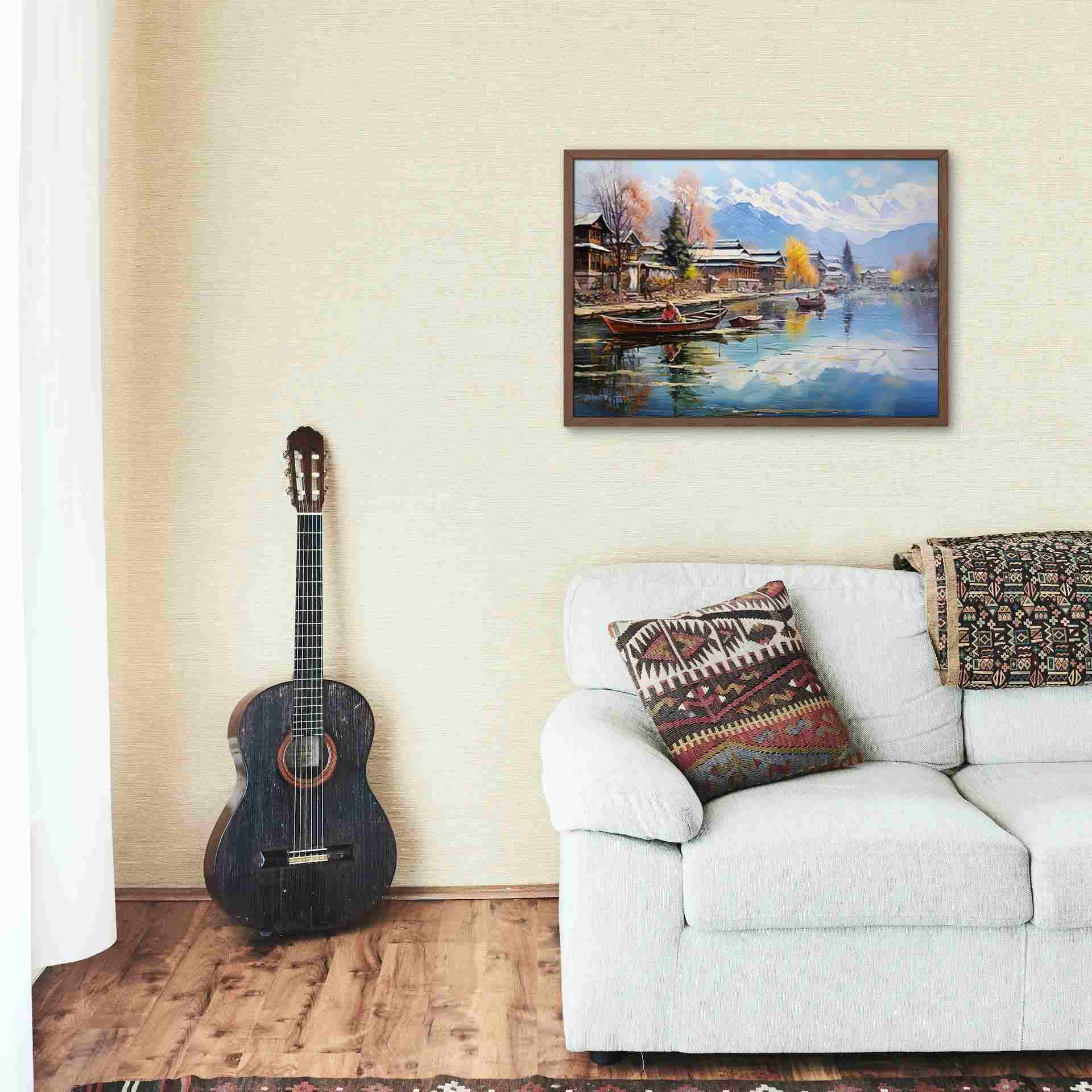 Kashmir Dal Lake , Indian Lake Landscape canvas wall art for the home