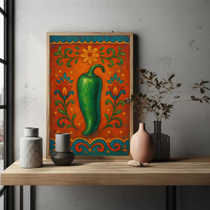 Mexican Folk Art canvas wall art shown in a styled room (view 3)