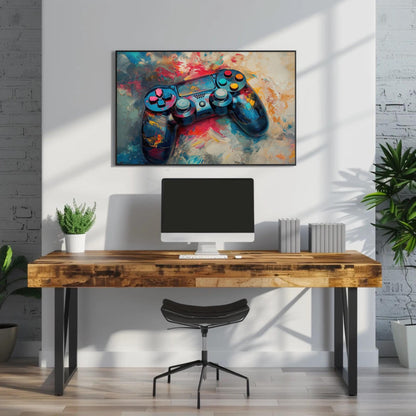 Game Controller Canvas Print – Vibrant Gamer Room Decor | Framed Wall Art