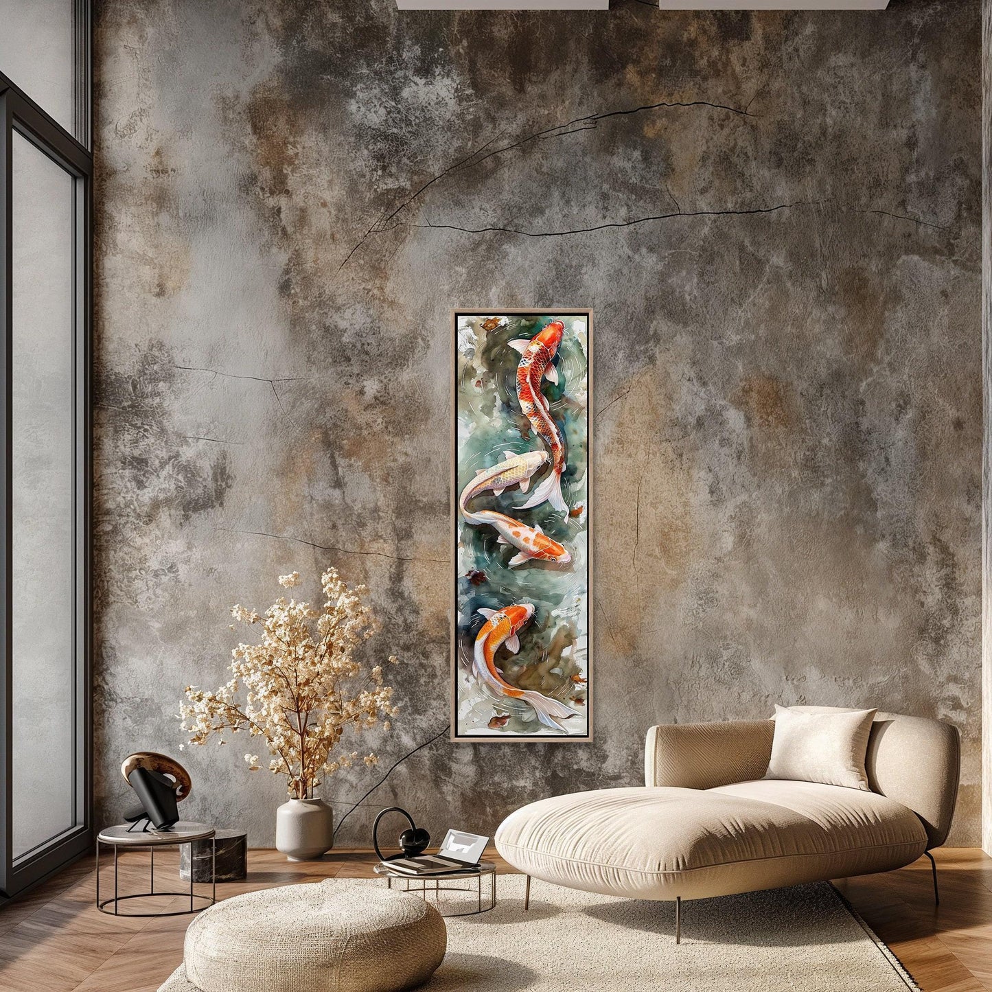 Koi Fish Pond modern canvas wall art for the home