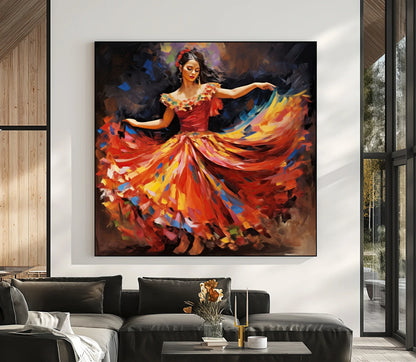 Mexican Jarabe Tapatio Home Decor - Mexican Folklorico Wall Art for Living Room - Mexican Art - Mexican Folk Dance Print Folklorico Art Wall Art – Canvas Print