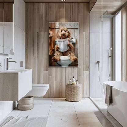 Goldendoodle Bathroom Canvas Print, Funny Toilet Humor Wall Art