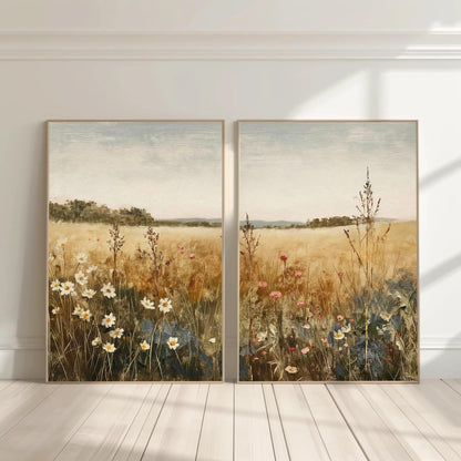 Vintage Wildflower vintage canvas wall art, ready to hang