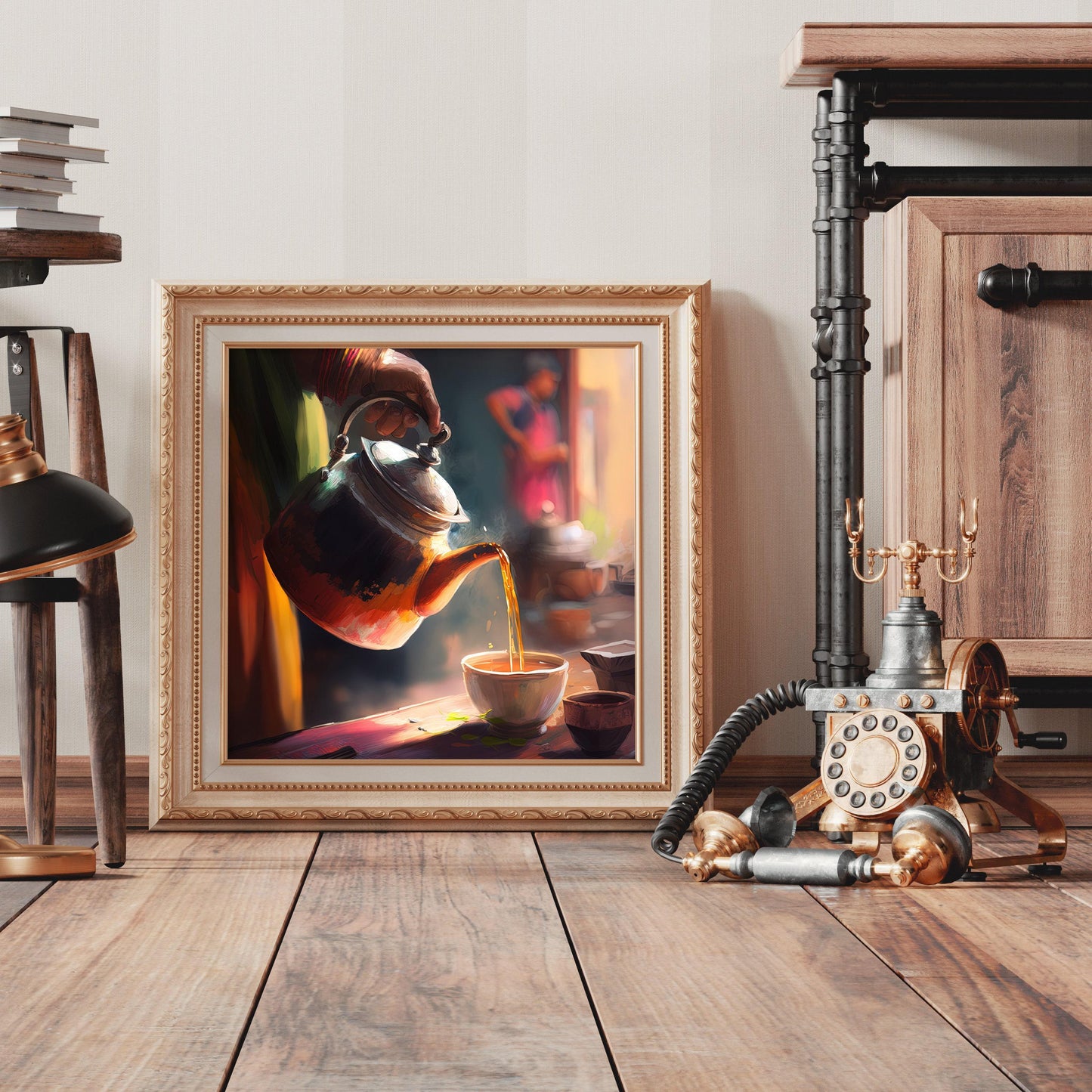 Chai Tea Art modern canvas wall art, ready to hang