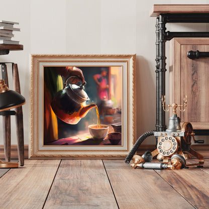 Chai Tea Art modern canvas wall art, ready to hang
