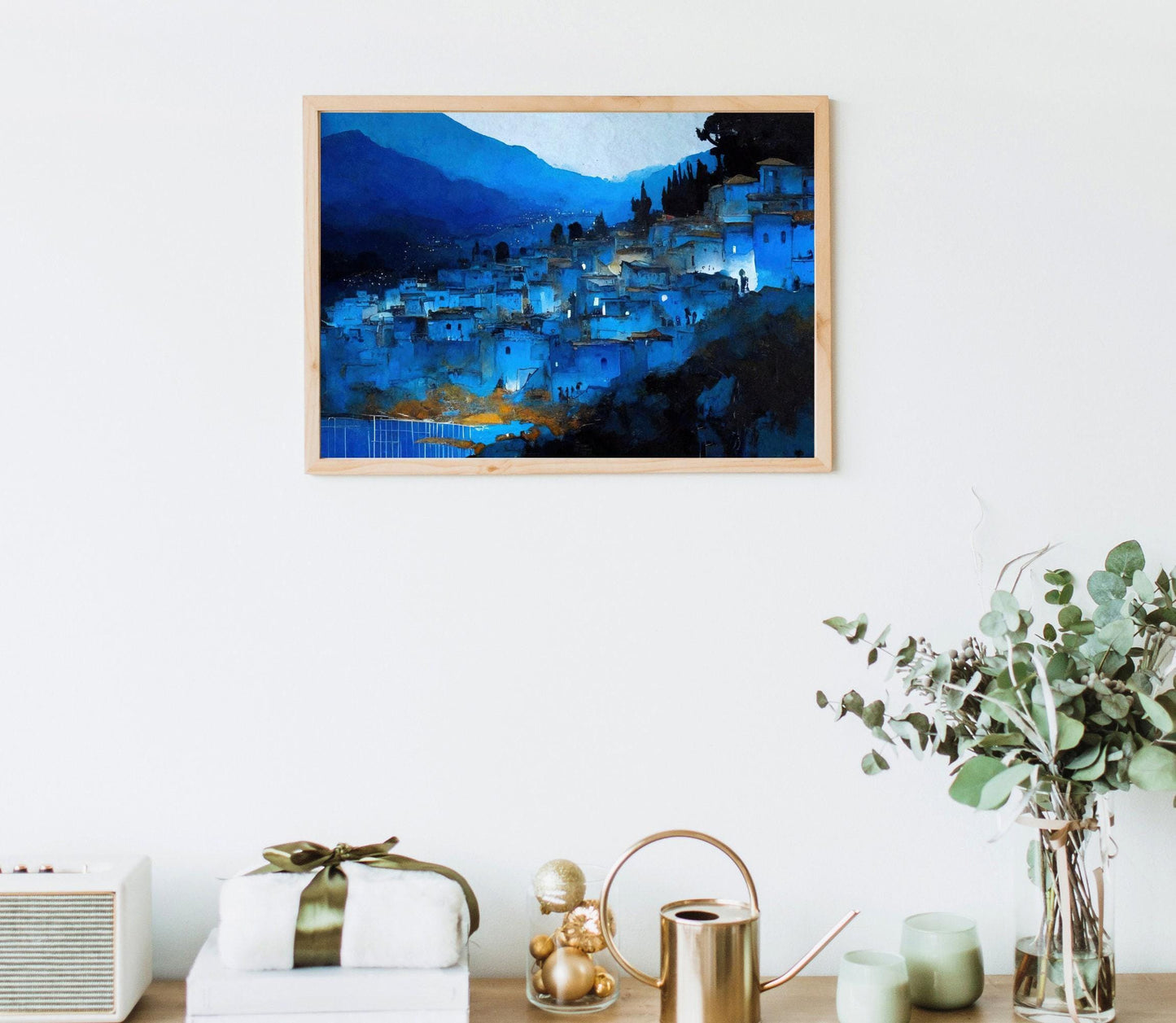 Chefchaouen Morocco Art canvas wall art, ready to hang