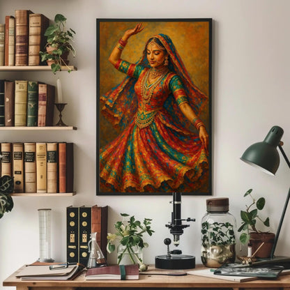 Bharatanatyam Dancer canvas wall art shown in a styled room (view 3)