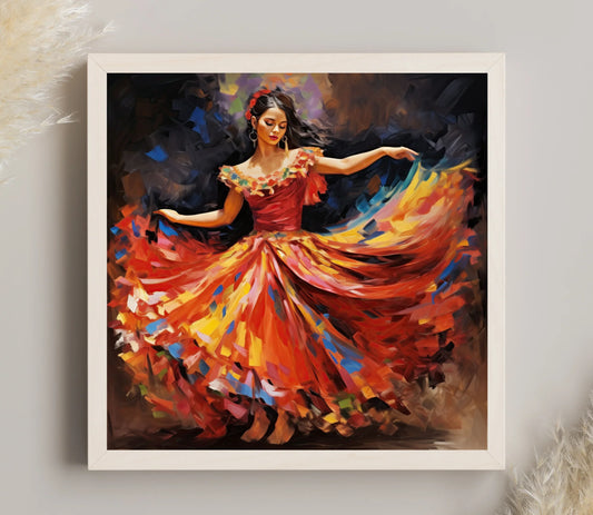 Mexican Jarabe Tapatio Home Decor - Mexican Folklorico Wall Art for Living Room - Mexican Art - Mexican Folk Dance Print Folklorico Art Wall Art – Canvas Print