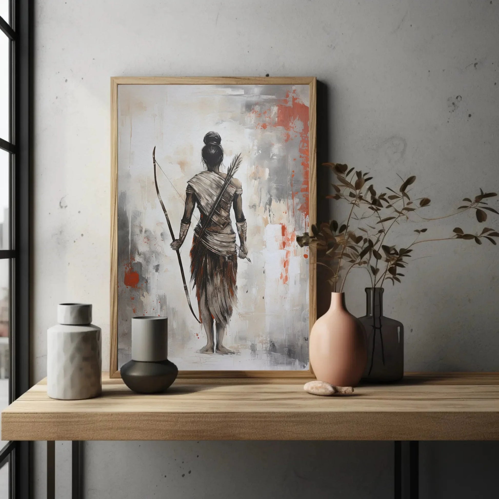Lord Ram Abstract Canvas Painting, Lord Ram Poster Print, Hindu God Wall Art, Indian Home Decor, Religious Artwork, Indian Painting Wall Art – Canvas Print