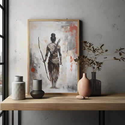 Lord Ram Abstract Canvas Painting, Lord Ram Poster Print, Hindu God Wall Art, Indian Home Decor, Religious Artwork, Indian Painting Wall Art – Canvas Print