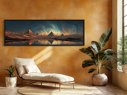 Egyptian Pyramids canvas wall art shown in a living room (view 3)