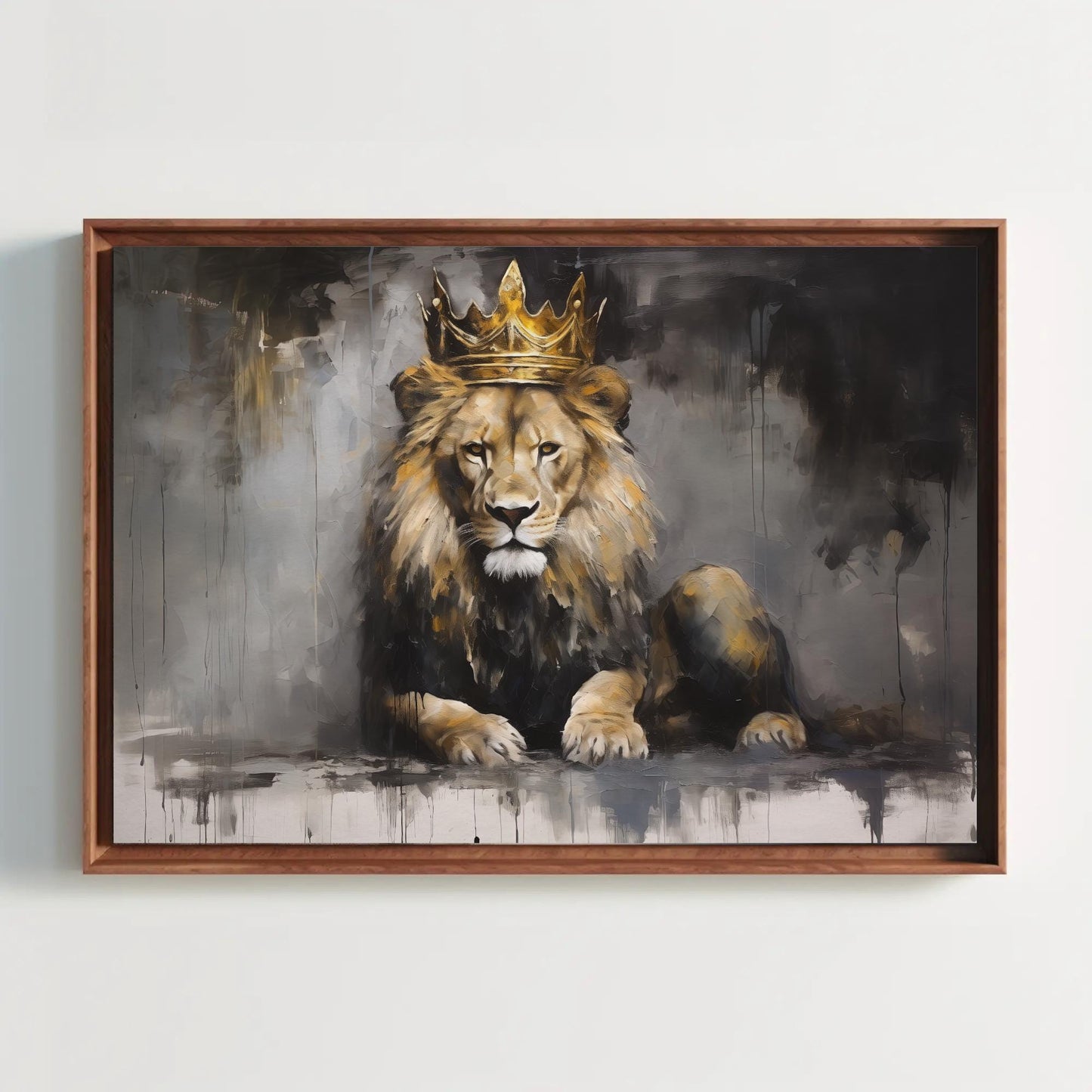 Lion King Canvas Art, Black Gold Canvas, Modern Lion Wall Art Print