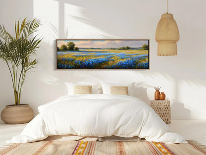 Bluebonnet canvas wall art shown in a bedroom (view 2)