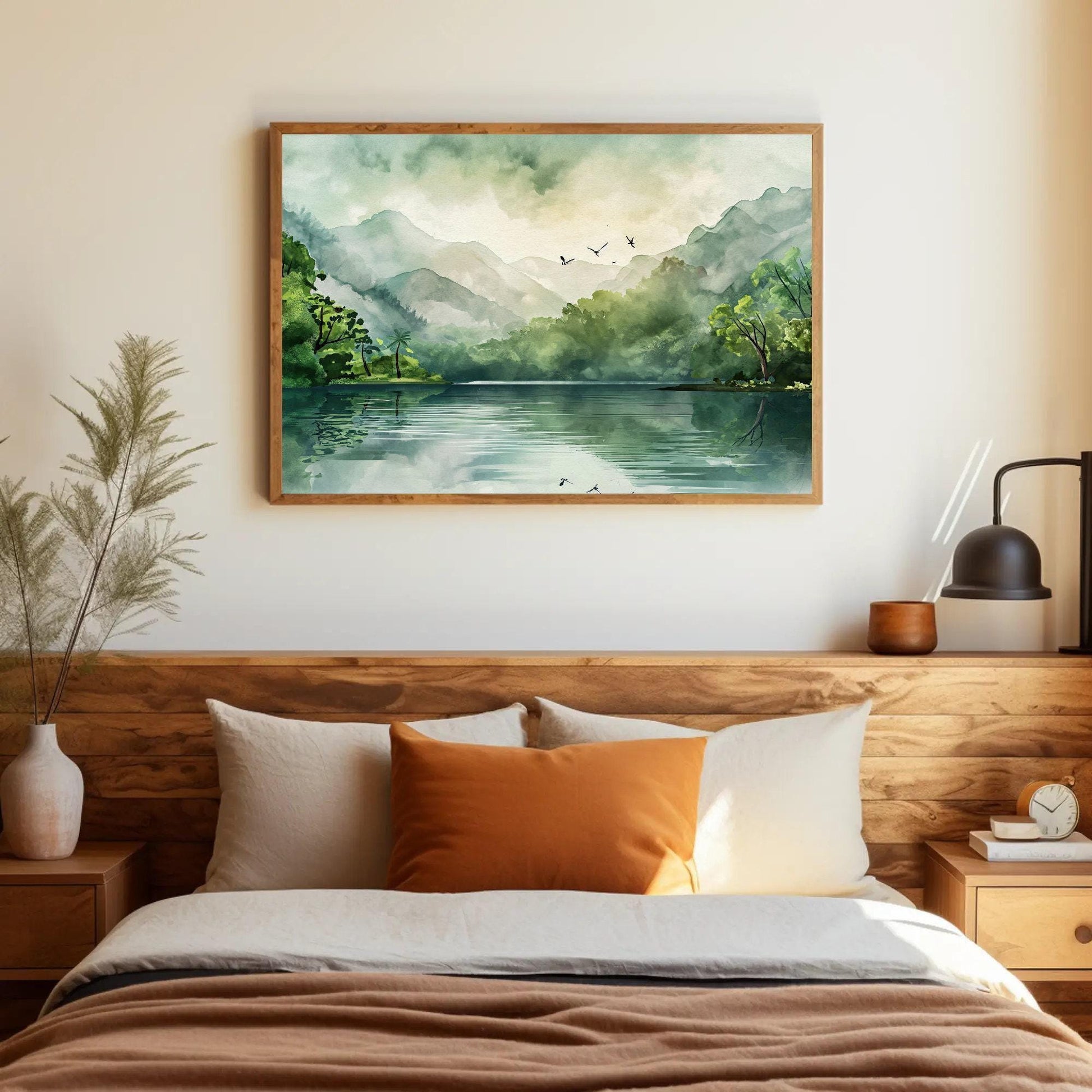 Tropical Forest canvas wall art shown in a bedroom