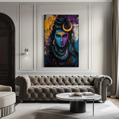 Lord Shiva canvas wall art shown in a living room (view 2)