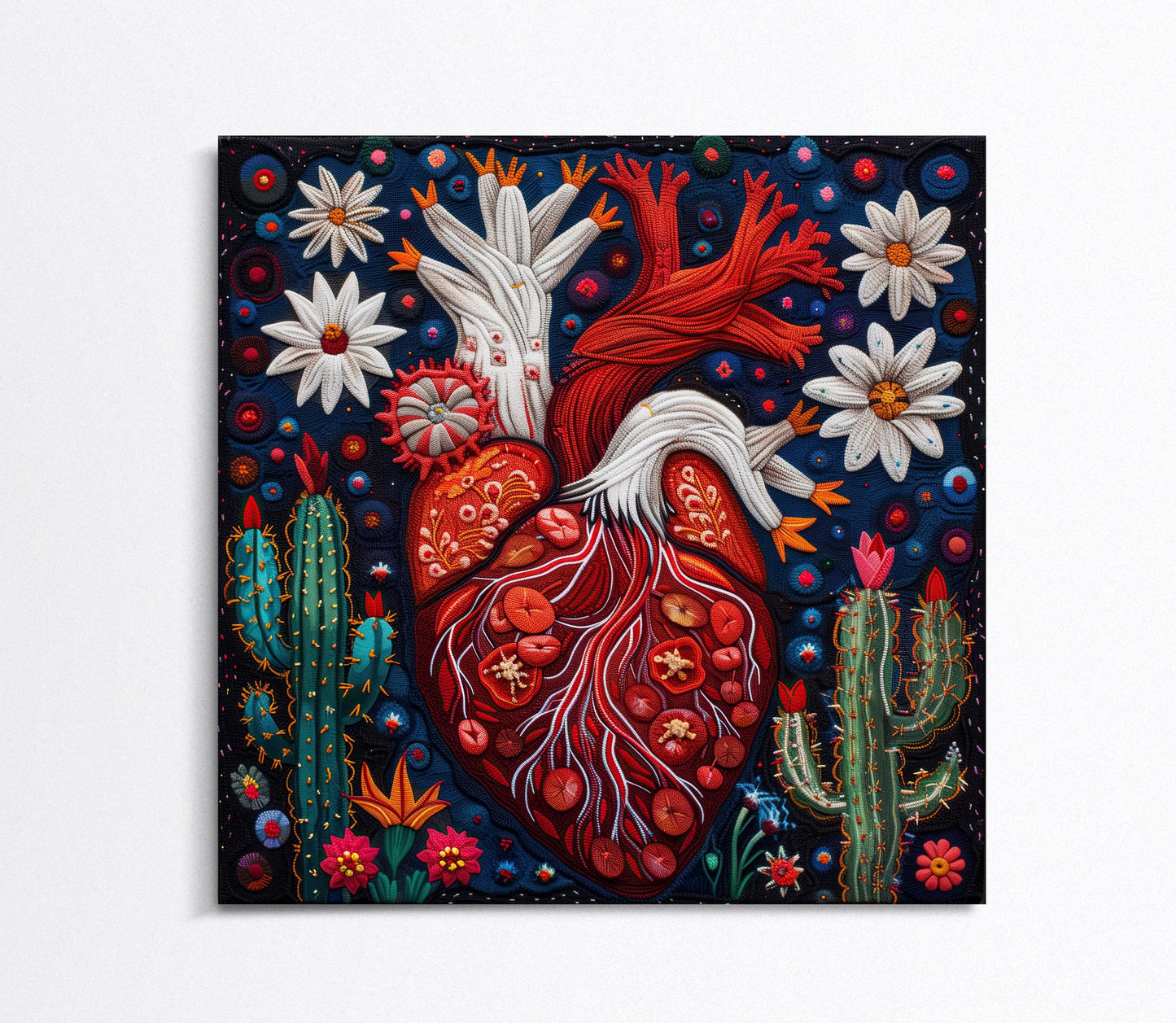 a painting of a heart surrounded by flowers