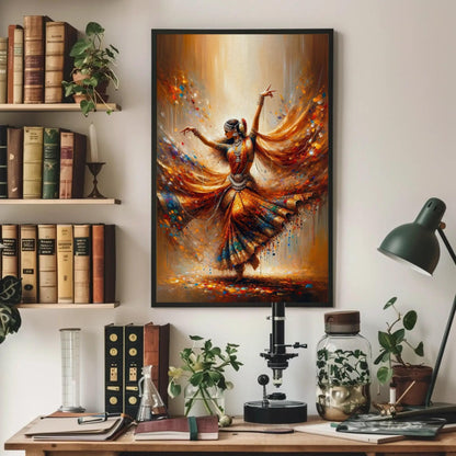 Indian Dancer , Elegance in Motion Cultural canvas wall art shown in a styled room (view 2)