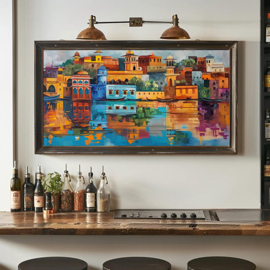 Jaipur Cityscape Painting - Vibrant Rajasthan Wall Art | Framed Canvas Print