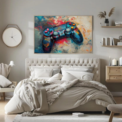 Game Controller Canvas Print – Vibrant Gamer Room Decor | Framed Wall Art