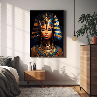 Queen Cleopatra , Egyptian Royal Black canvas print, premium giclée wall art