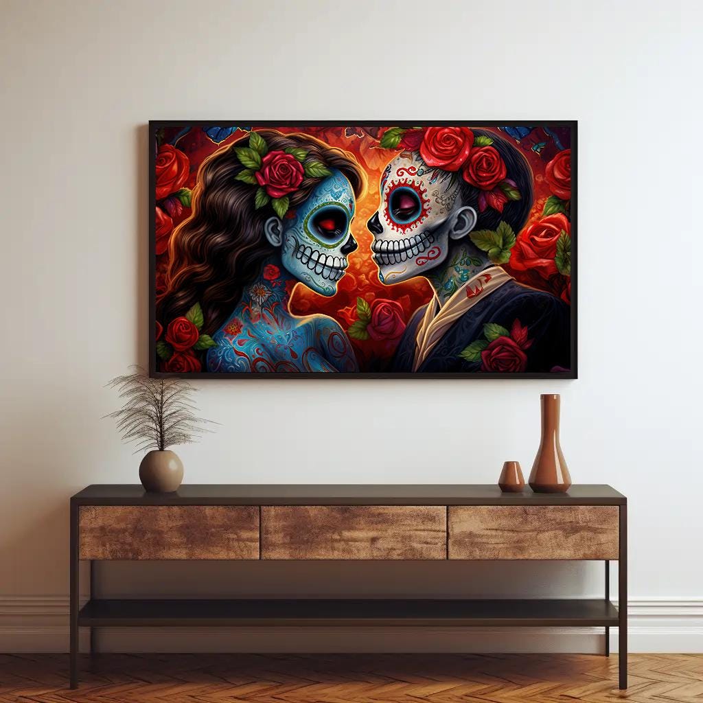 Sugar Skull canvas wall art, statement décor