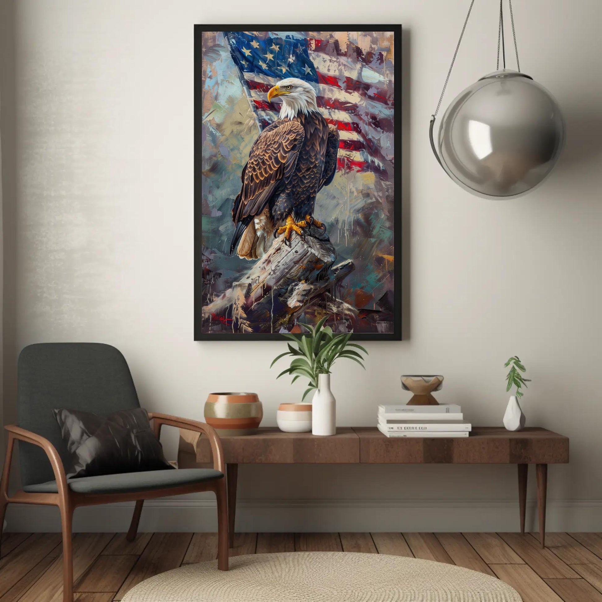 Bald Eagle canvas wall art shown in a styled room (view 2)
