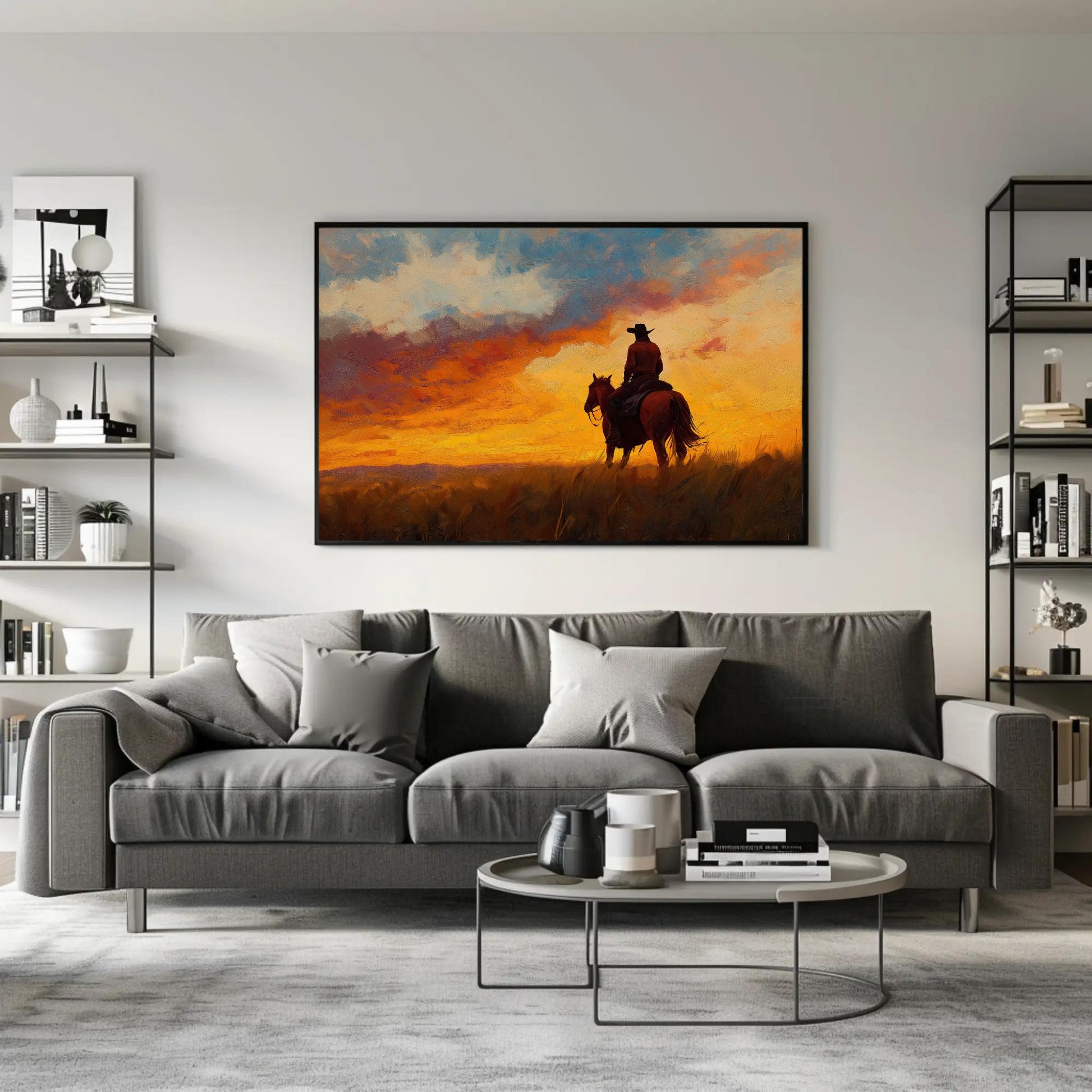 Argentine Gaucho canvas wall art shown in a living room