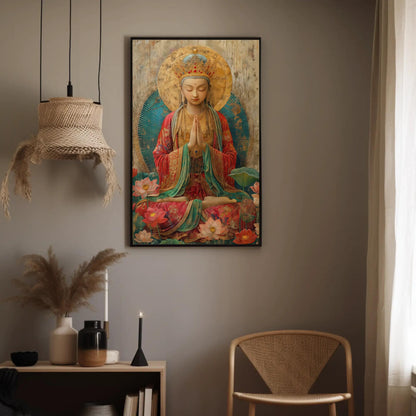 Tara Goddess canvas wall art shown in a styled interior