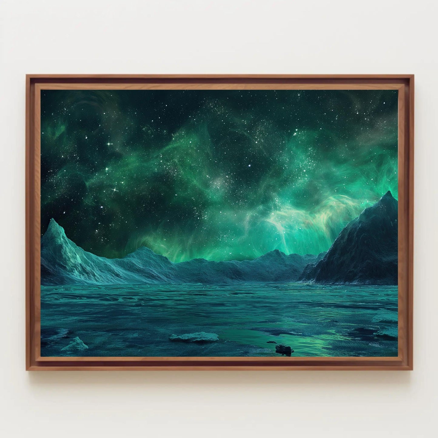 Antarctica Night canvas wall art shown in a styled interior