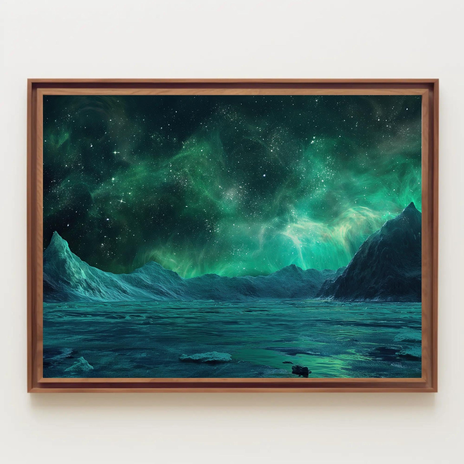 Antarctica Night canvas wall art shown in a styled interior