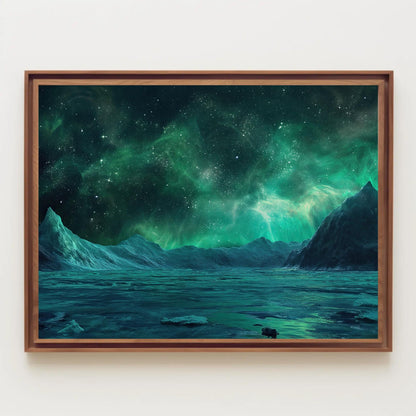 Antarctica Night canvas wall art shown in a styled interior
