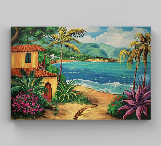 Puerto Rico Canvas Print – Tropical Beach Painting on Museum Grade Canvas, Ready to Hang
