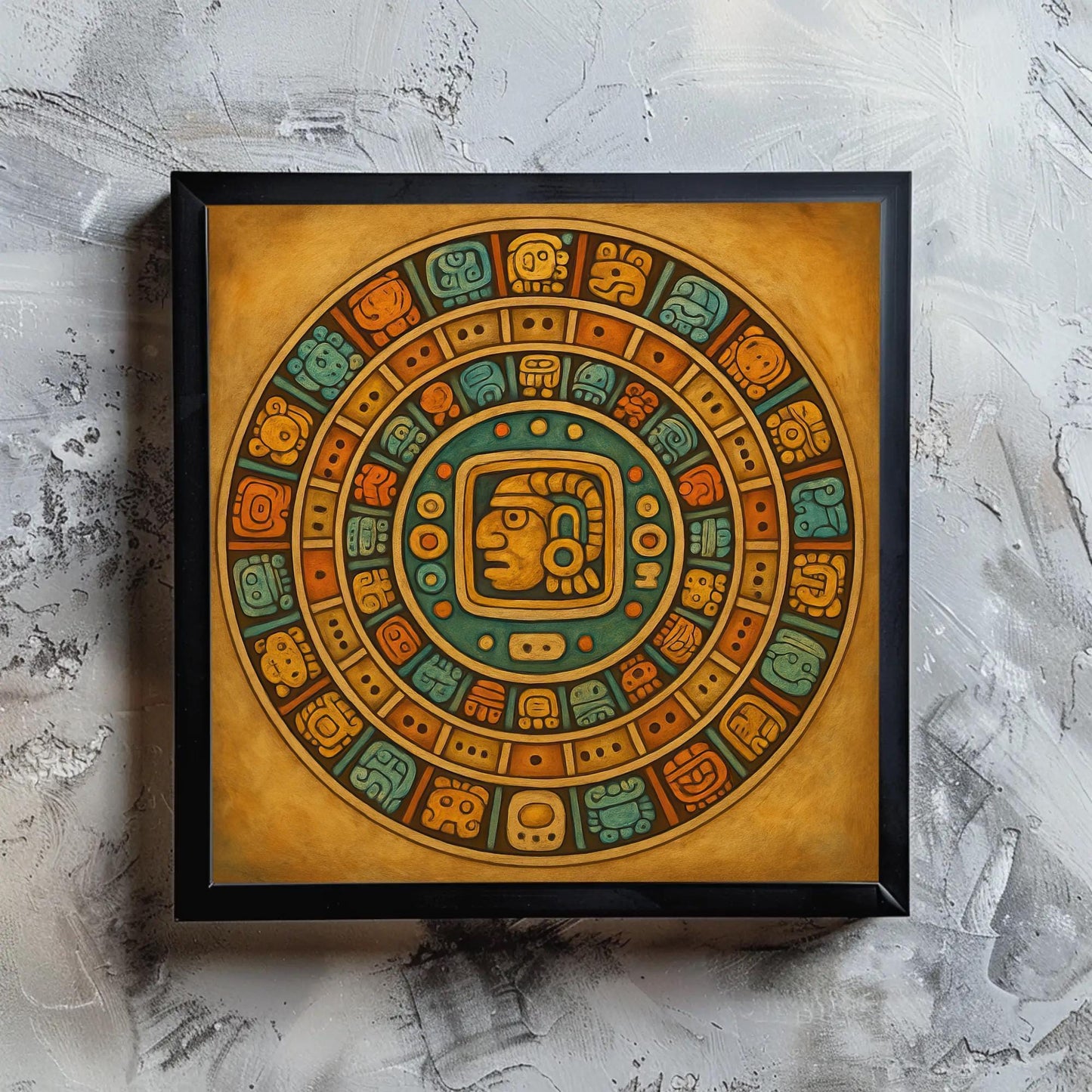 Mayan Calendar canvas wall art shown in a styled room (view 3)