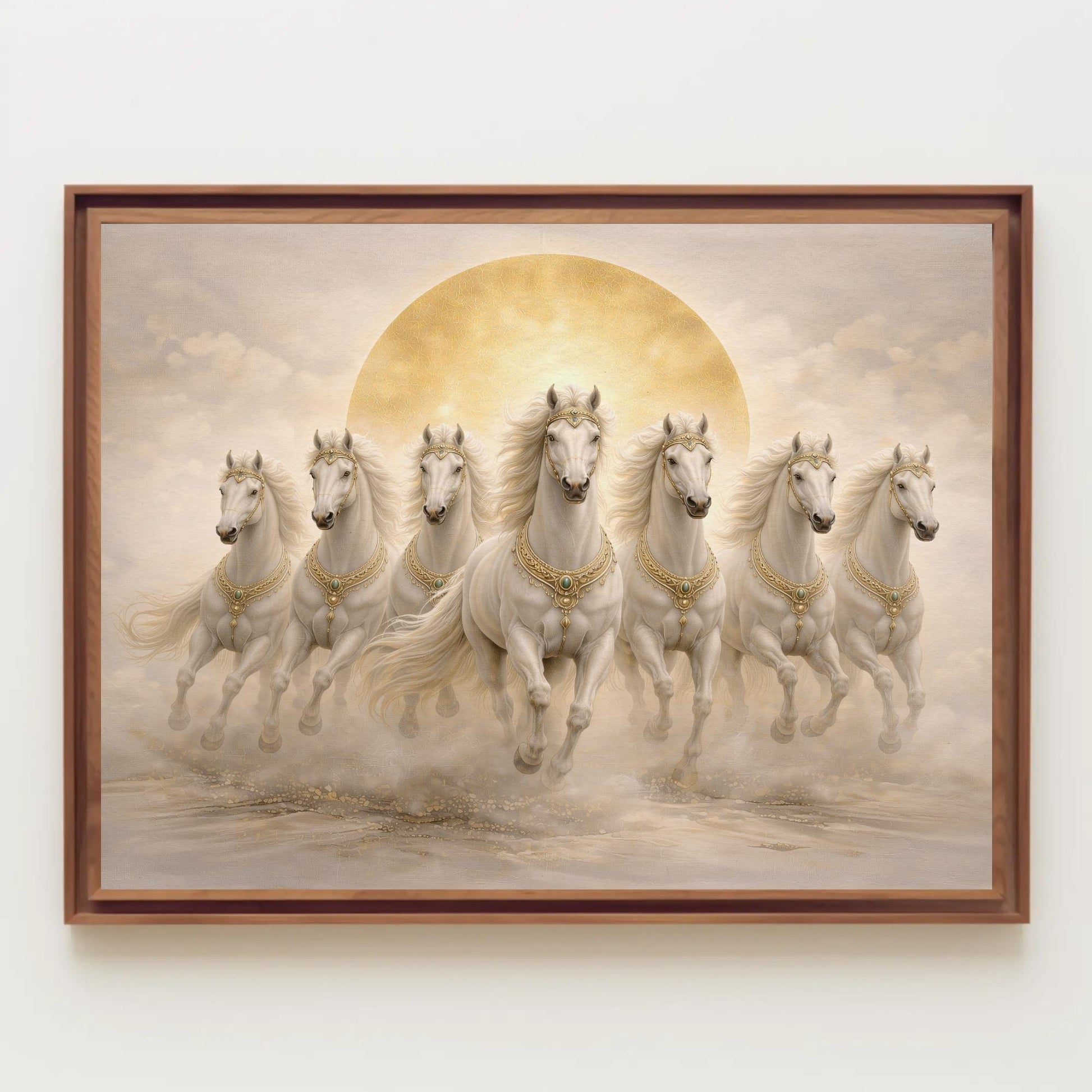 Seven White Horses , Vastu Prosperity canvas wall art for the home